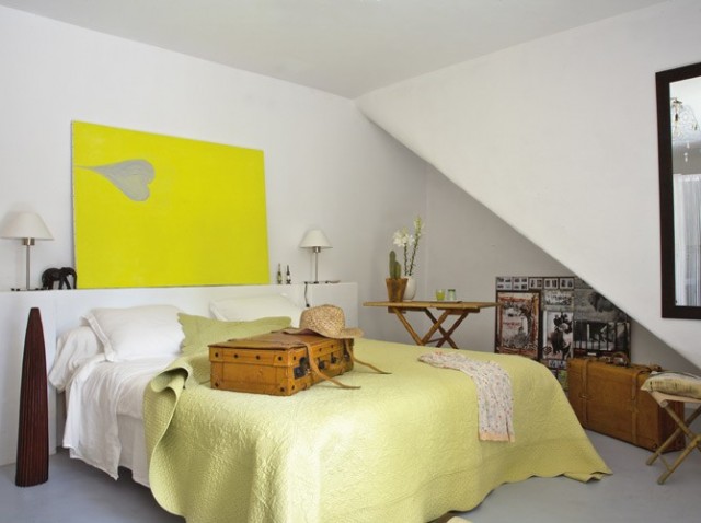 Dormitorio Matrimonial de color Amarillo y Blanco | Decorar tu Habitación
