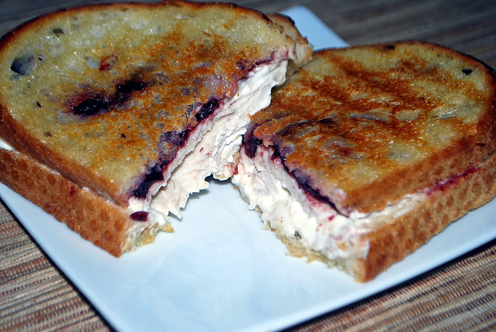 Lucy's Ladle Grilled Cream Cheese, Turkey and Cranberry Sandwich