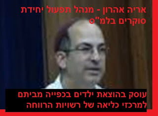 אריה אהרון - מנהל תפעול יחידת סוקרים בלמ"ס עוסק בהוצאת ילדים בכפייה מביתם למרכזי כליאה של רשויות הרווחה