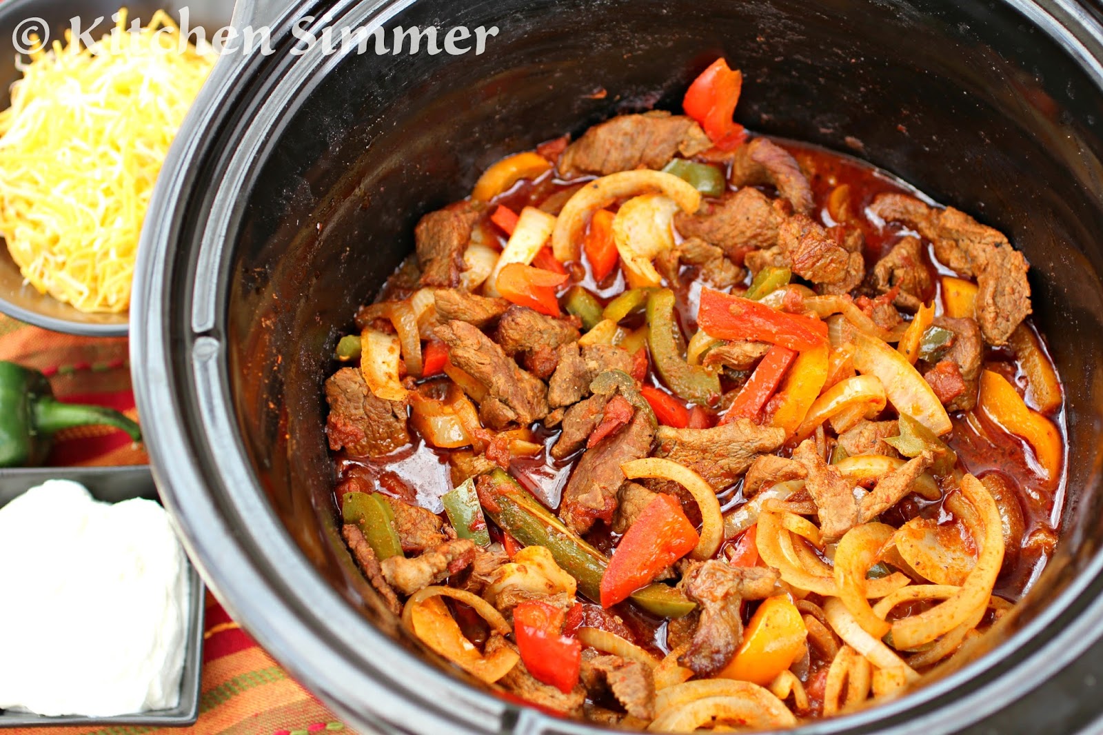 Kitchen Simmer Beef Fajitas in the Slow Cooker