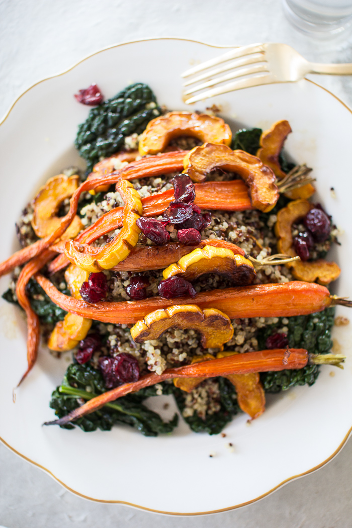 Flourishing Foodie Kale and Quinoa Salad with Delicata Squash and a