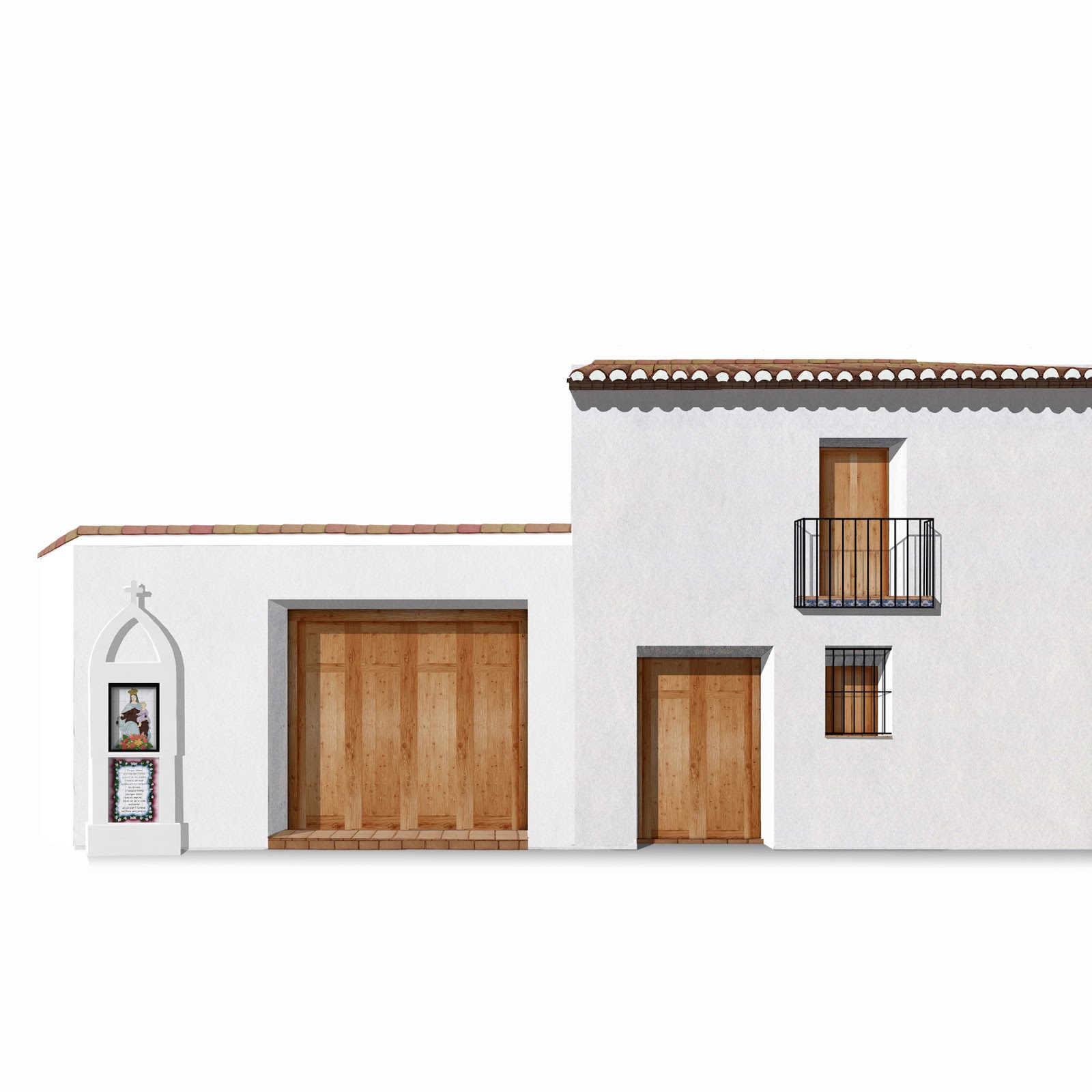 fachada molino de Quartell, dibujo arquitectura tradicional.
