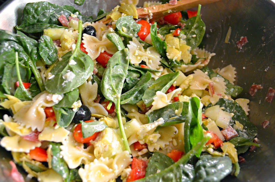 Italian Antipasto Pasta Salad With Basil Vinaigrette | Serena Bakes