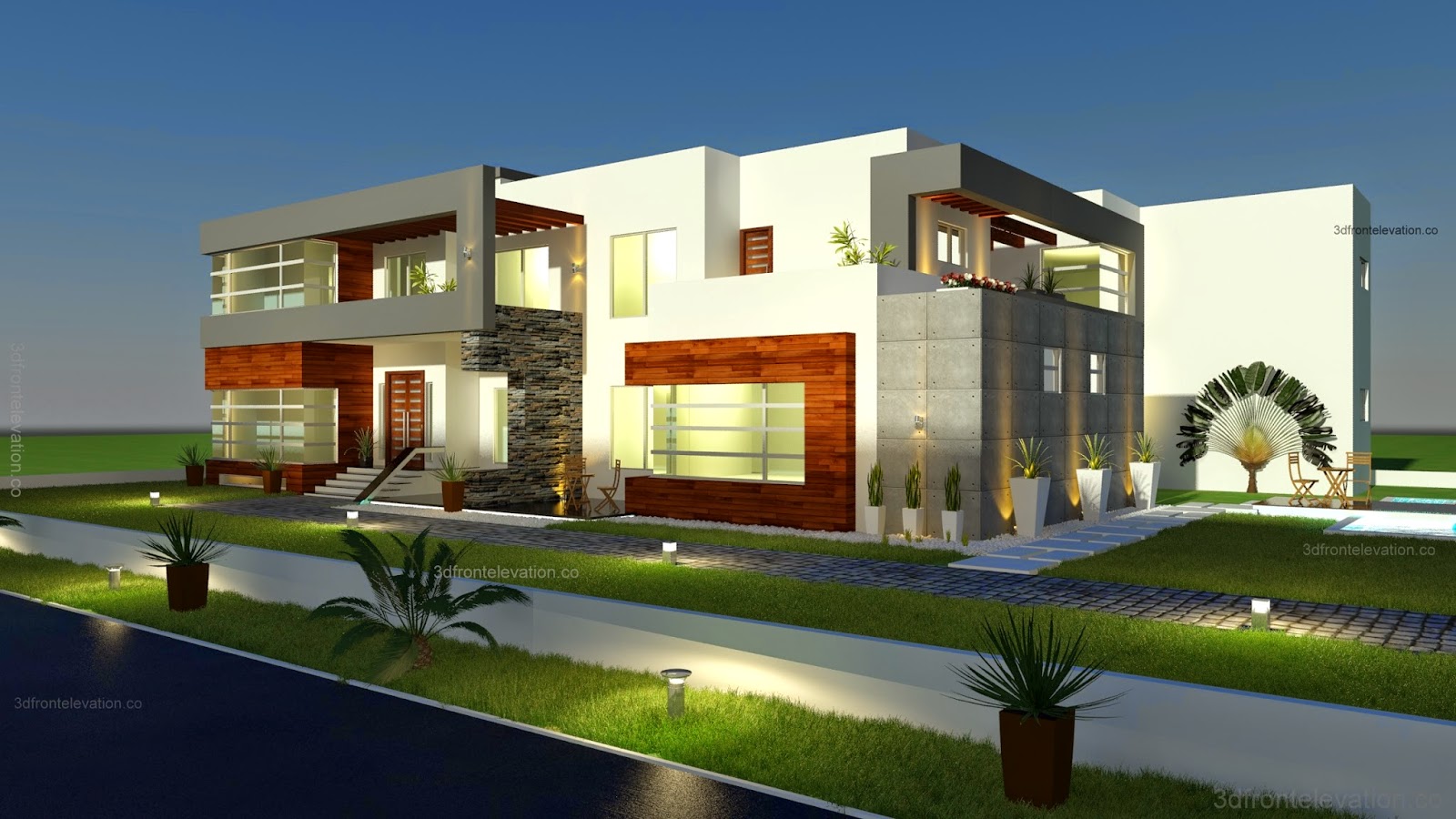 3D Front Elevation.com: 500 Square Meter Modern Contemporary House ...