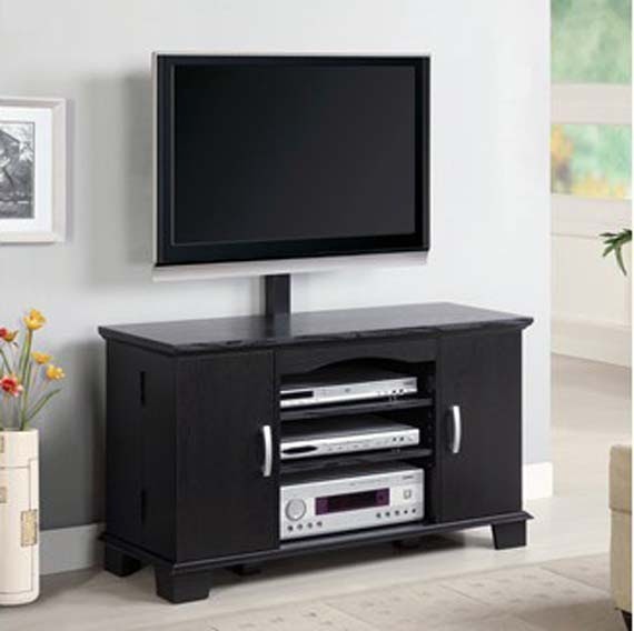 walker edison black wood tv console