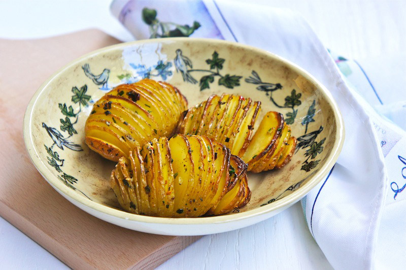 Parsley, Chili, Garlic, And Lemon Hasselback Potatoes