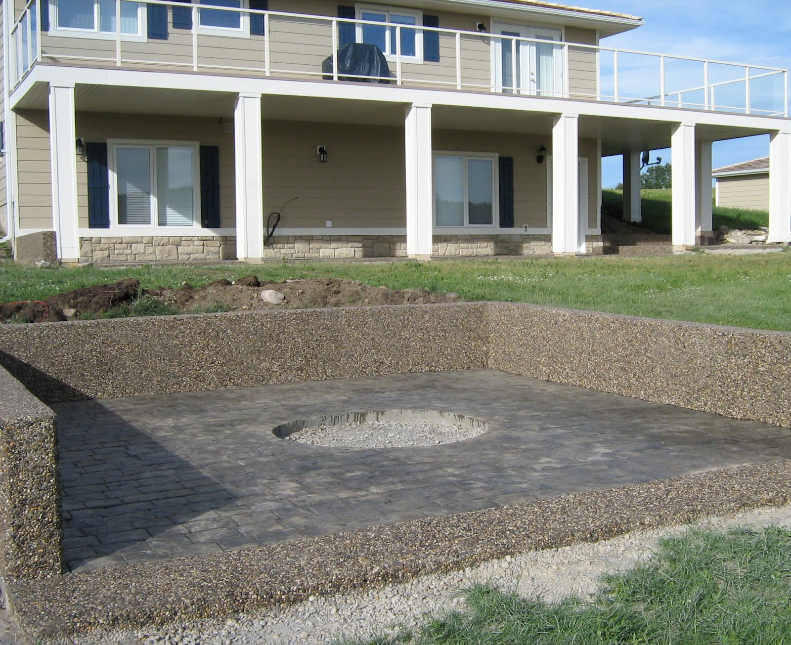 Sundre Concrete Works Cobblestone Stamped Fire Pit Exposed