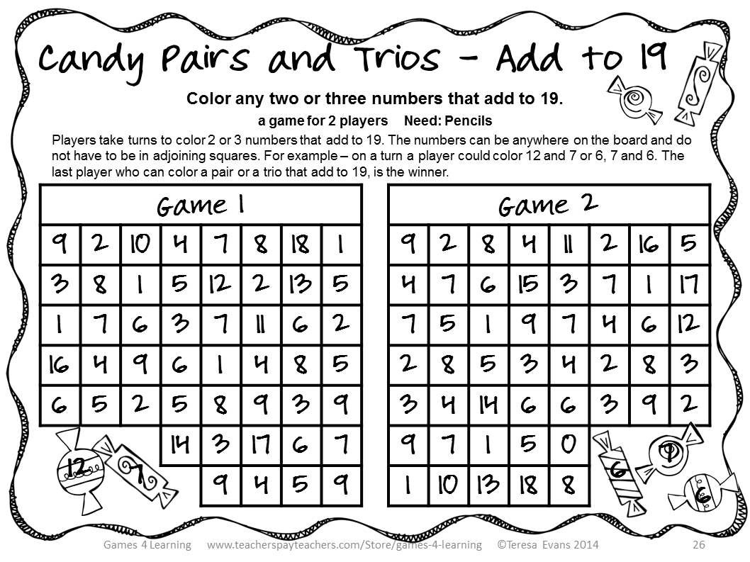 Fun Games 4 Learning NO PREP Math Games Freebies