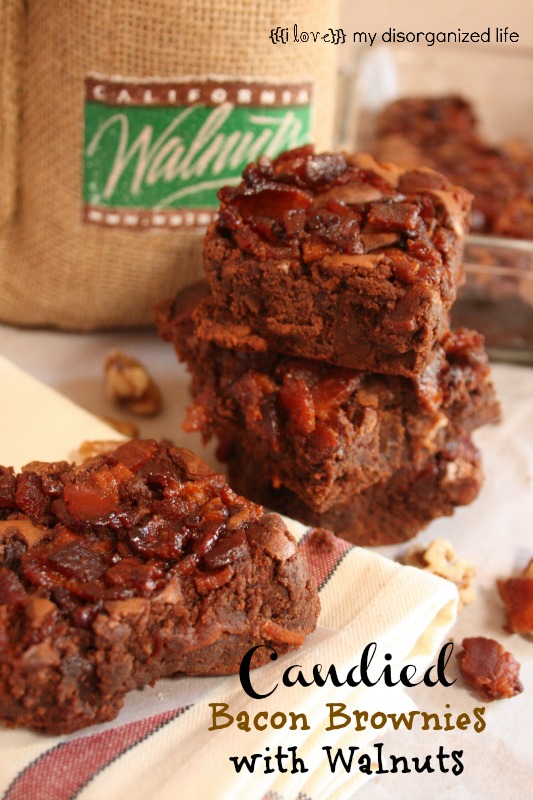 Candied Bacon Chocolate Walnut Brownies {i love} my life