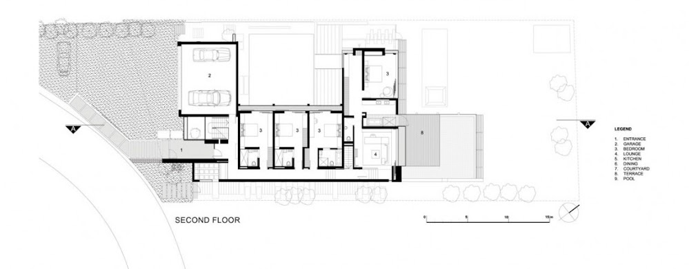 Floor plan of the second floor of Glen House