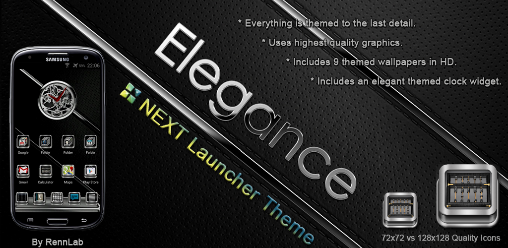 Faisca Art Themes Chrome 3d Premium Hd Next Launcher Theme