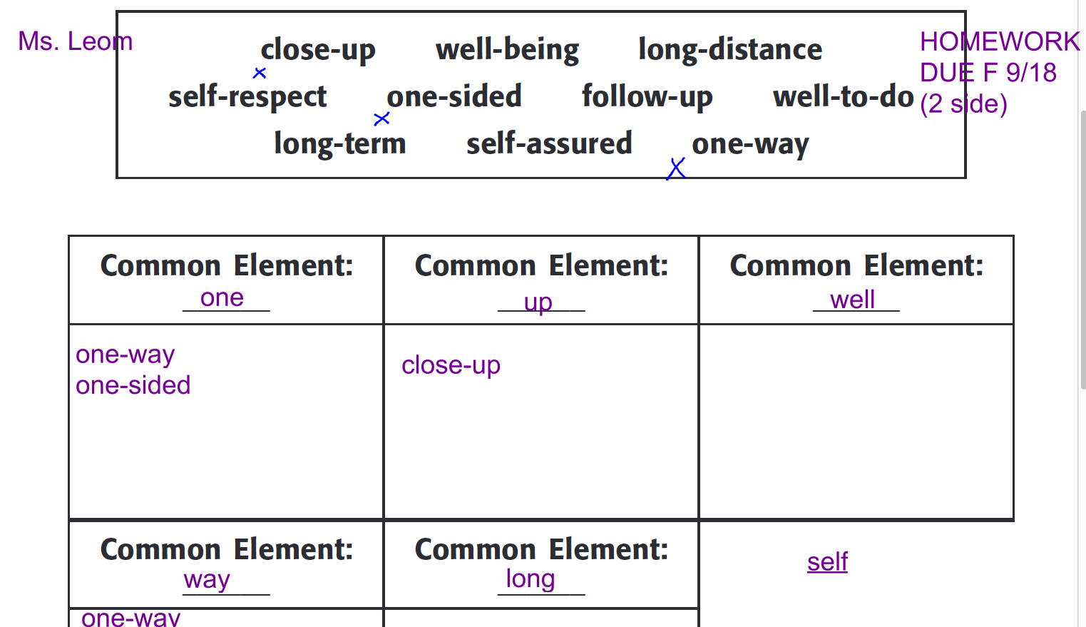 Homework synonym picture