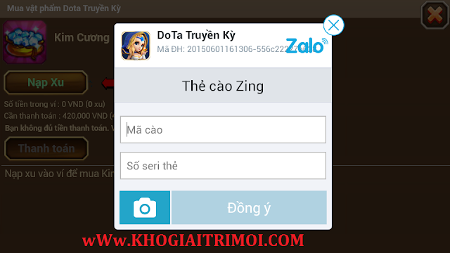 Hướng dẫn mua Diamond trong game DoTa Truyền Kỳ Hướng dẫn mua Diamond trong game DoTa Truyền Kỳ
