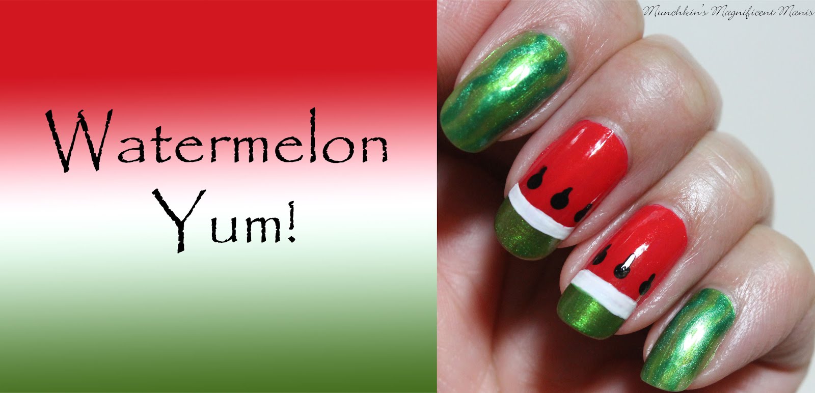 watermelon gel nail design