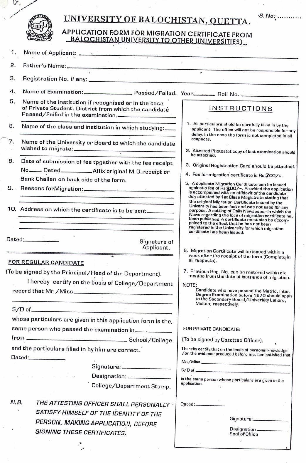 application for noc certificate