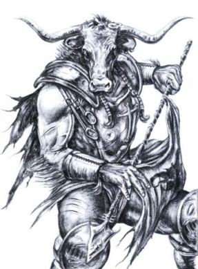 touro minotauro se preparou para a batalha e está segurando um machado  enorme. monstros lendários. mitologia da grécia antiga. ilustração para  colorir em um fundo branco 8656375 Vetor no Vecteezy