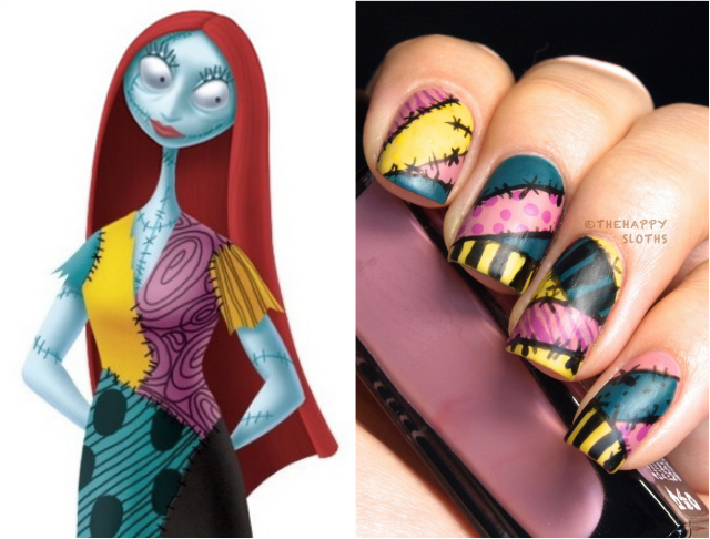 sally from the nightmare before christmas inspired halloween nails - Sally From The Nightmare Before Christmas sally from the nightmare before christmas inspired halloween nails - Sally From The Nightmare Before Christmas