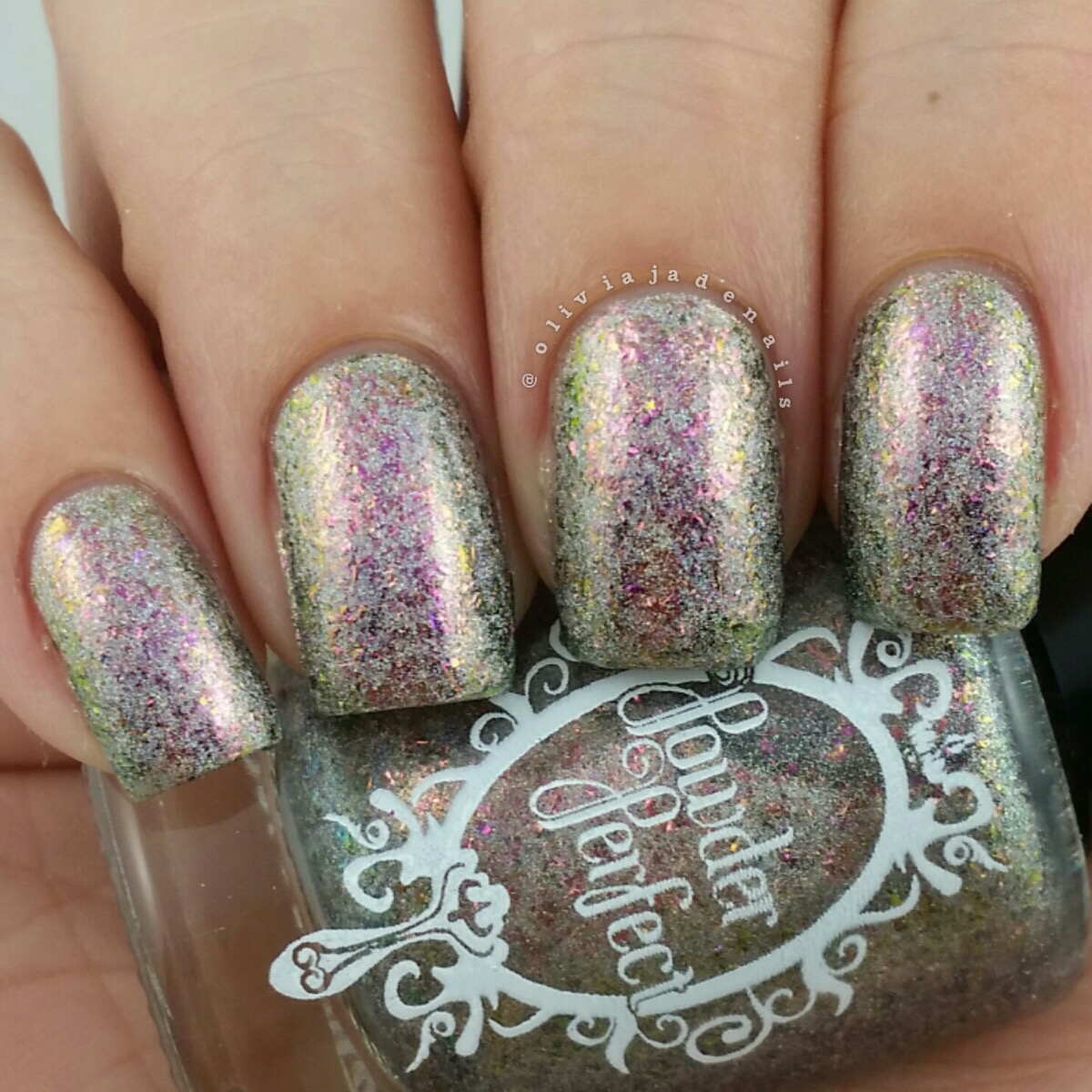 Powder Perfect Unobtainium swatched by Olivia Jade Nails