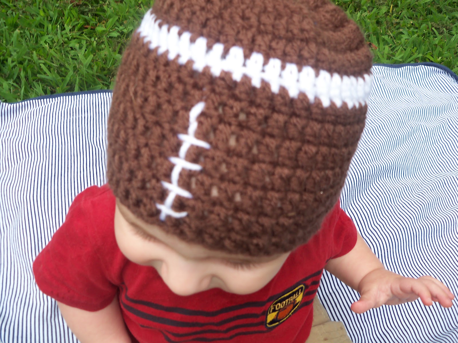 ... www.etsy.com/listing/107322541/crocheted-baby-football-hat-6-months
