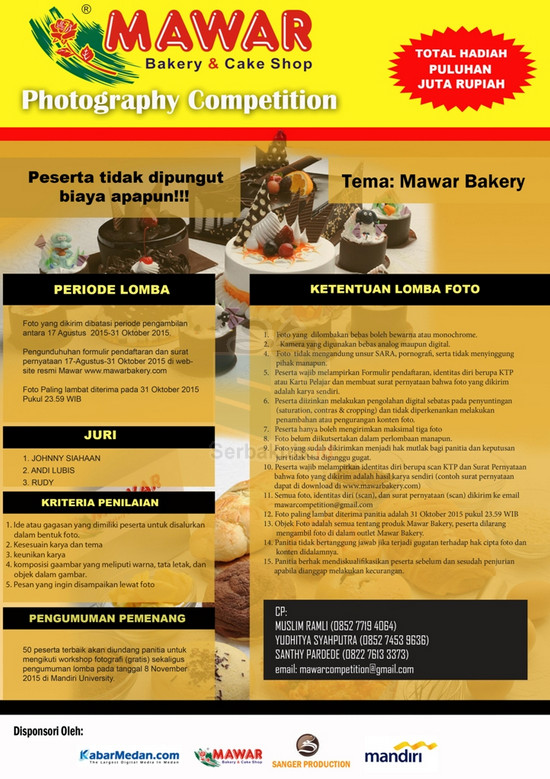 Kontes Foto Mawar Bakery Berhadiah Total 27 Juta Rupiah Kontes Foto Mawar Bakery Berhadiah Total 27 Juta Rupiah