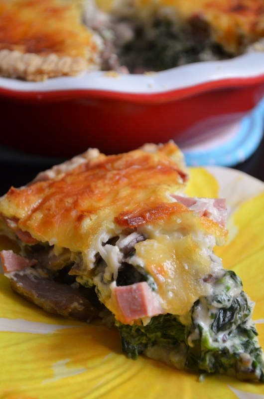 For the Love of Dessert Spinach, Mushroom, & Ham Quiche