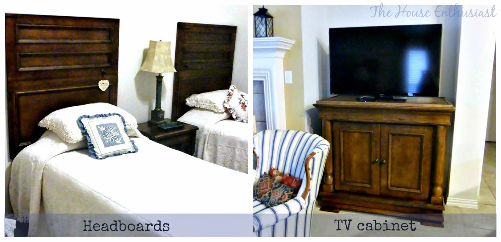The House Enthusiast Repurposing From Armoire To Headboards Console