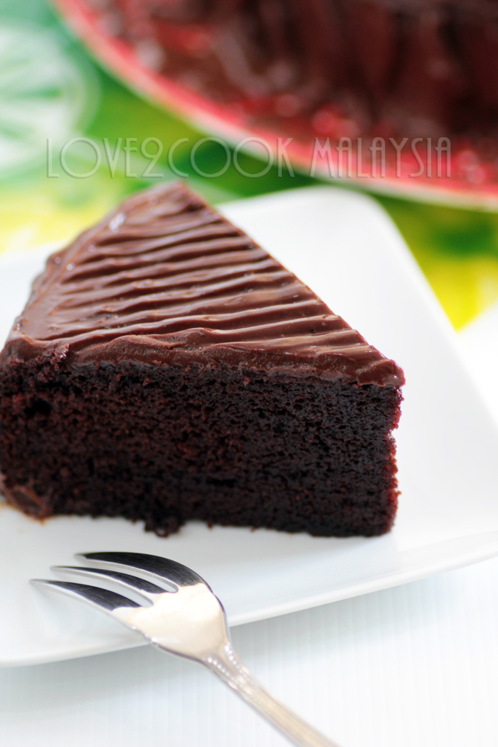 Moist Chocolate Cake with Sour Cream Chocolate Ganache...