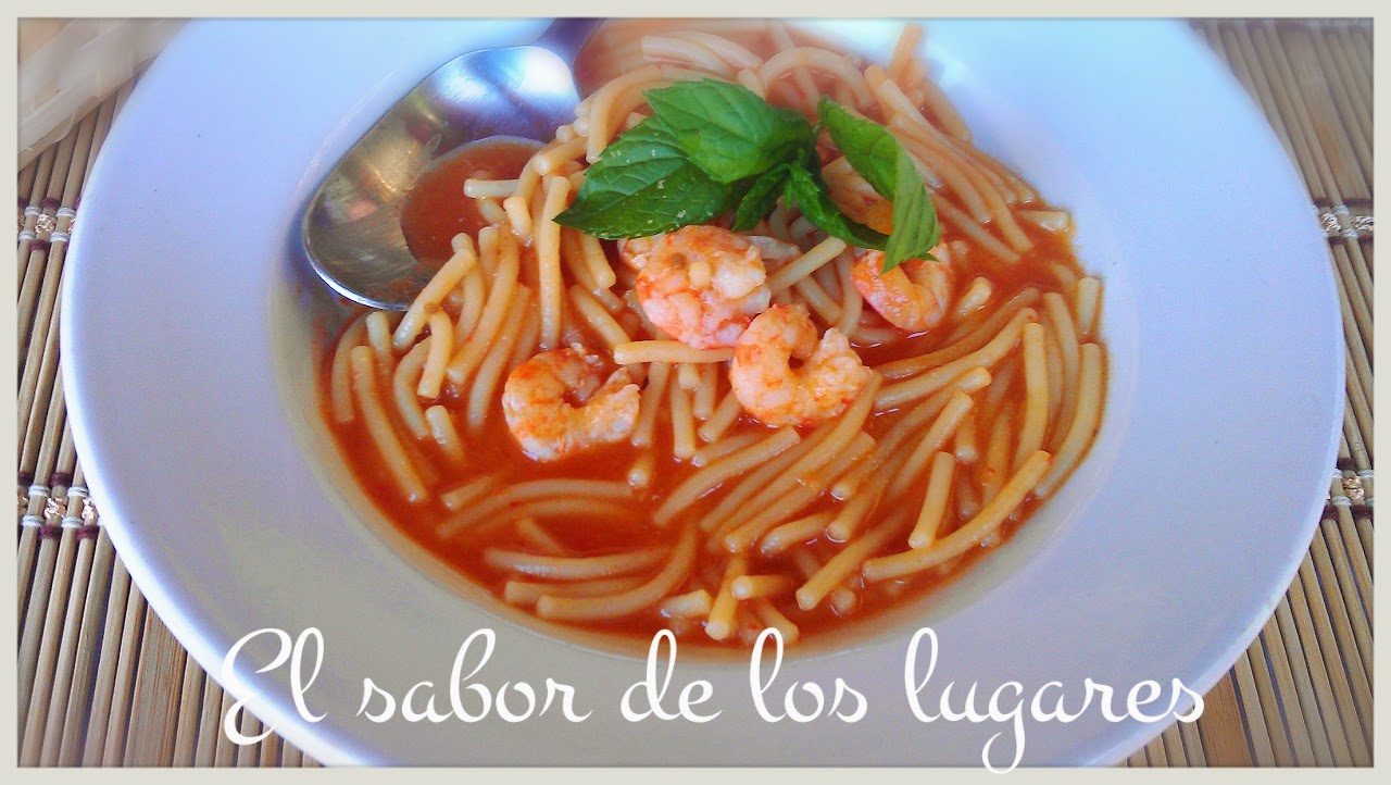 Fideos Con Langostinos.
