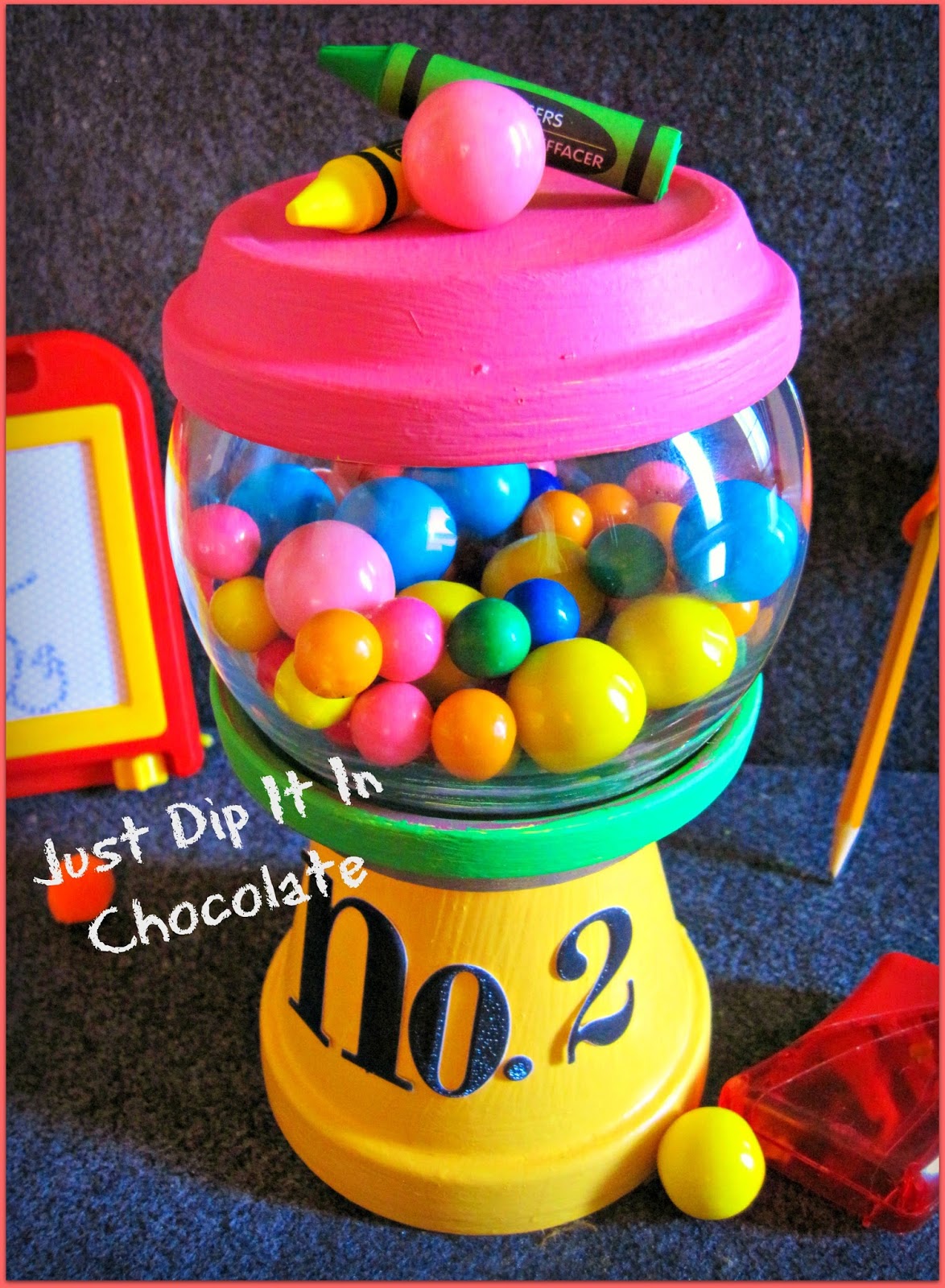 Just Dip It In Chocolate DIY Pencil Gumball Machine Teacher's Gift