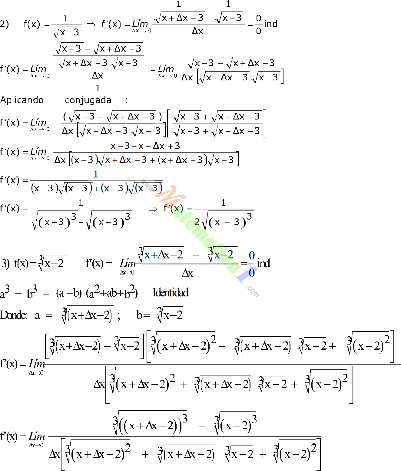 EJERCICIOS DE APLICACION DE LA DERIVADA ejercicios de aplicacion de la derivada: