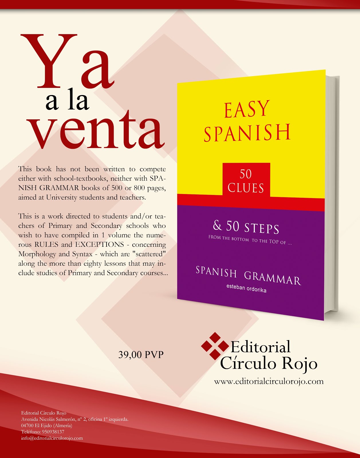 "Easy SPANISH - 50 clues - GRAMMAR" for ENGLISH speaking people (Libro 6º)