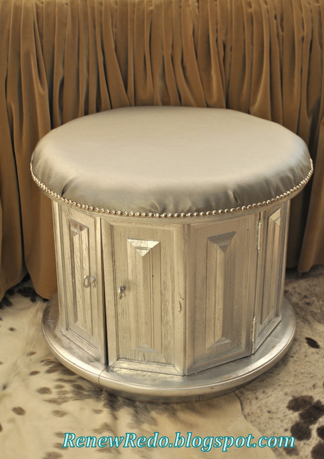 ReNew ReDo! Vintage End Table Turned Storage Ottoman