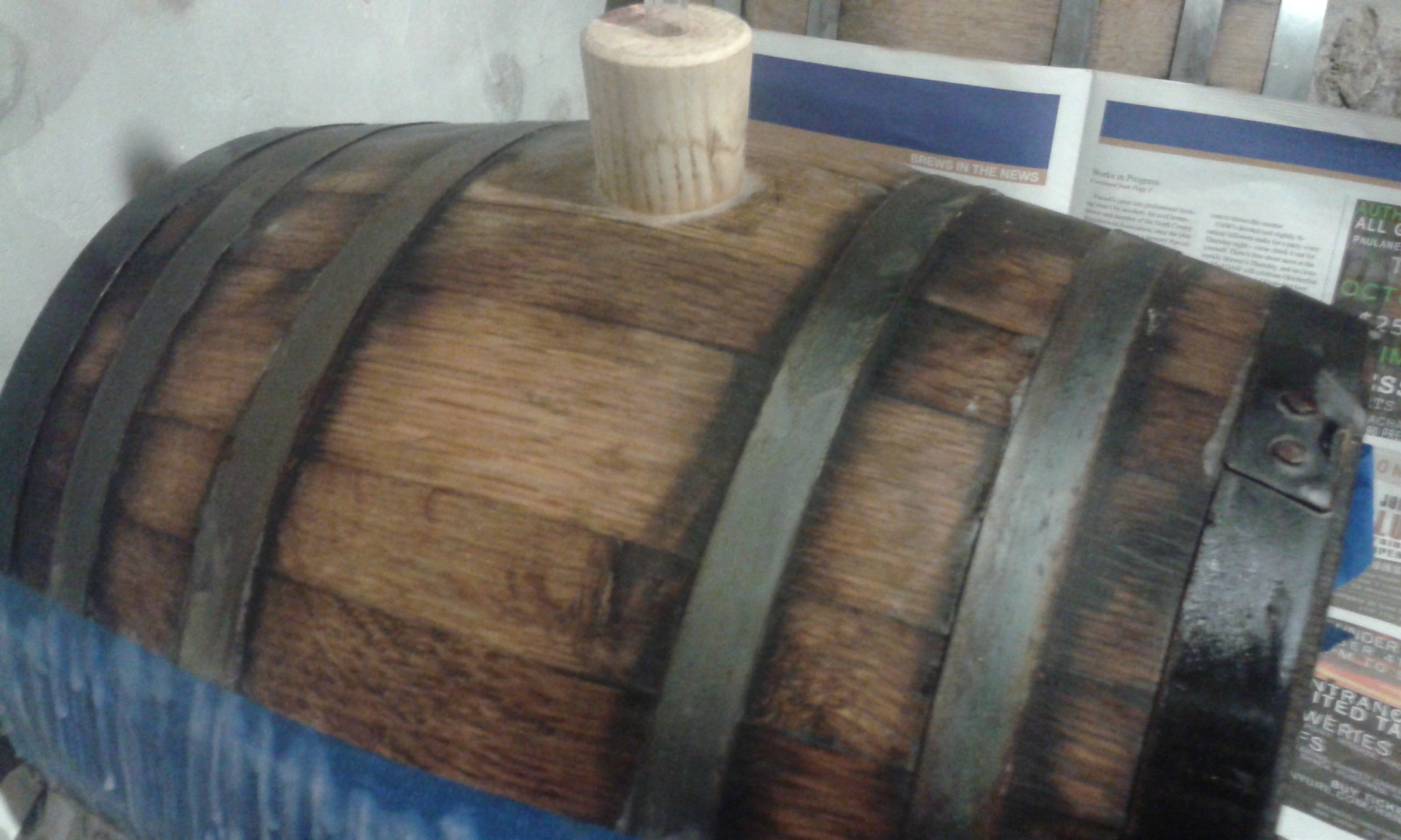 Funk Factory Geuzeria Paraffin waxing a barrel.
