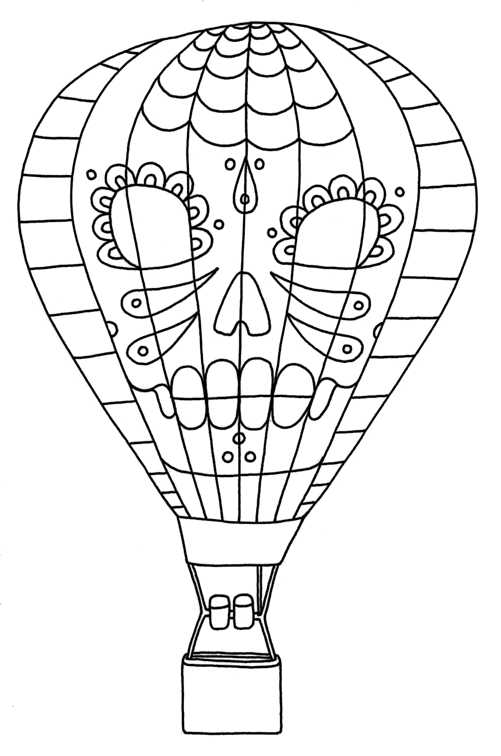 Yucca Flats, N.M.: Wenchkin's Coloring Pages - Dia de los Hot Air Balloon