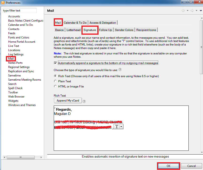 Infallible Techie How to set Signature in IBM Lotus Notes?