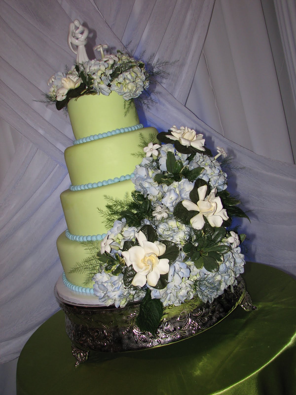 Decadent Designs: David and Mayra s Green/Blue Wedding Cake
