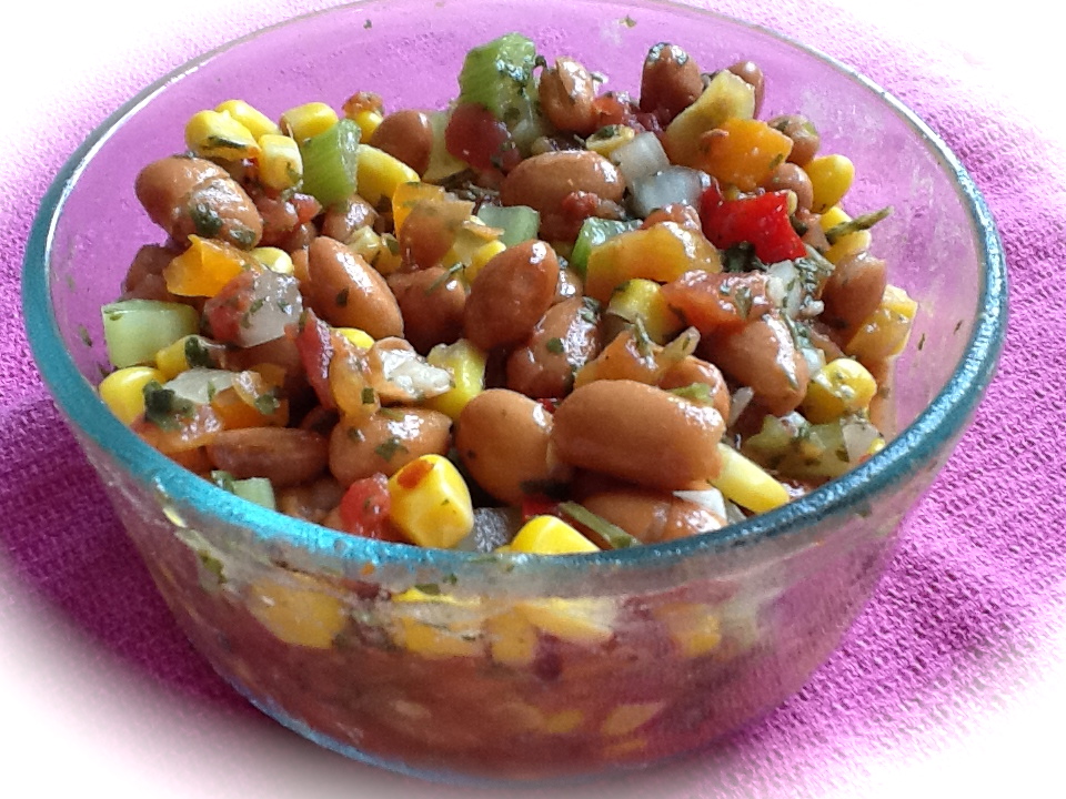 PinkVegan Pinto Bean and Corn Tomato Salad