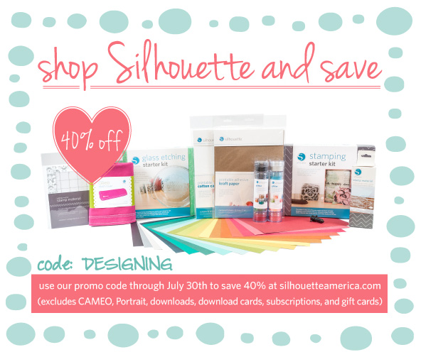 40% off Silhouette Consumables (through July 30th, 2013) use code: DESIGNING  #silhouette #silhouetteamerica