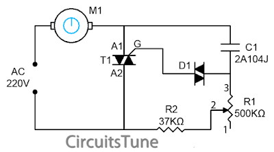 Ceiling Fan Regulator- Motor Speed Control Circuit Diagram 