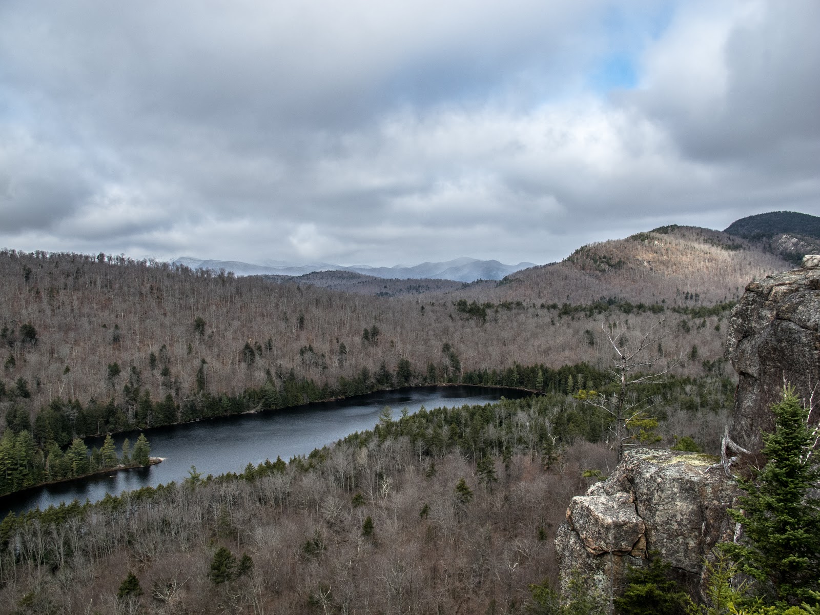 Snowy view from Long Pond Cliffs. r/Adirondacks