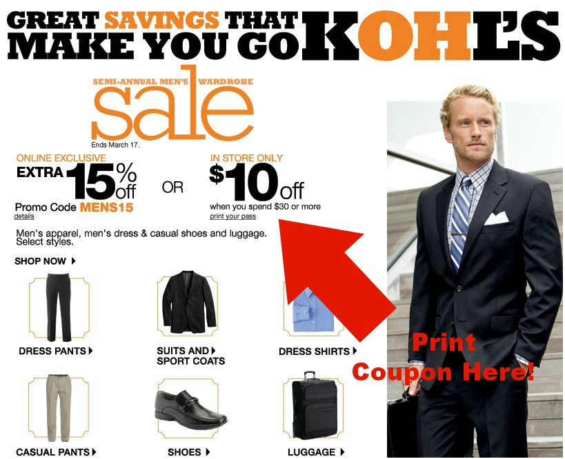 Kohl's 10 Off 30 Men's Apparel Purchase + Awesome Men's Clearance