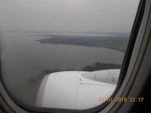Our plane "ET 0332" landing at Entebbe Airport on New years day(1-1-2018)