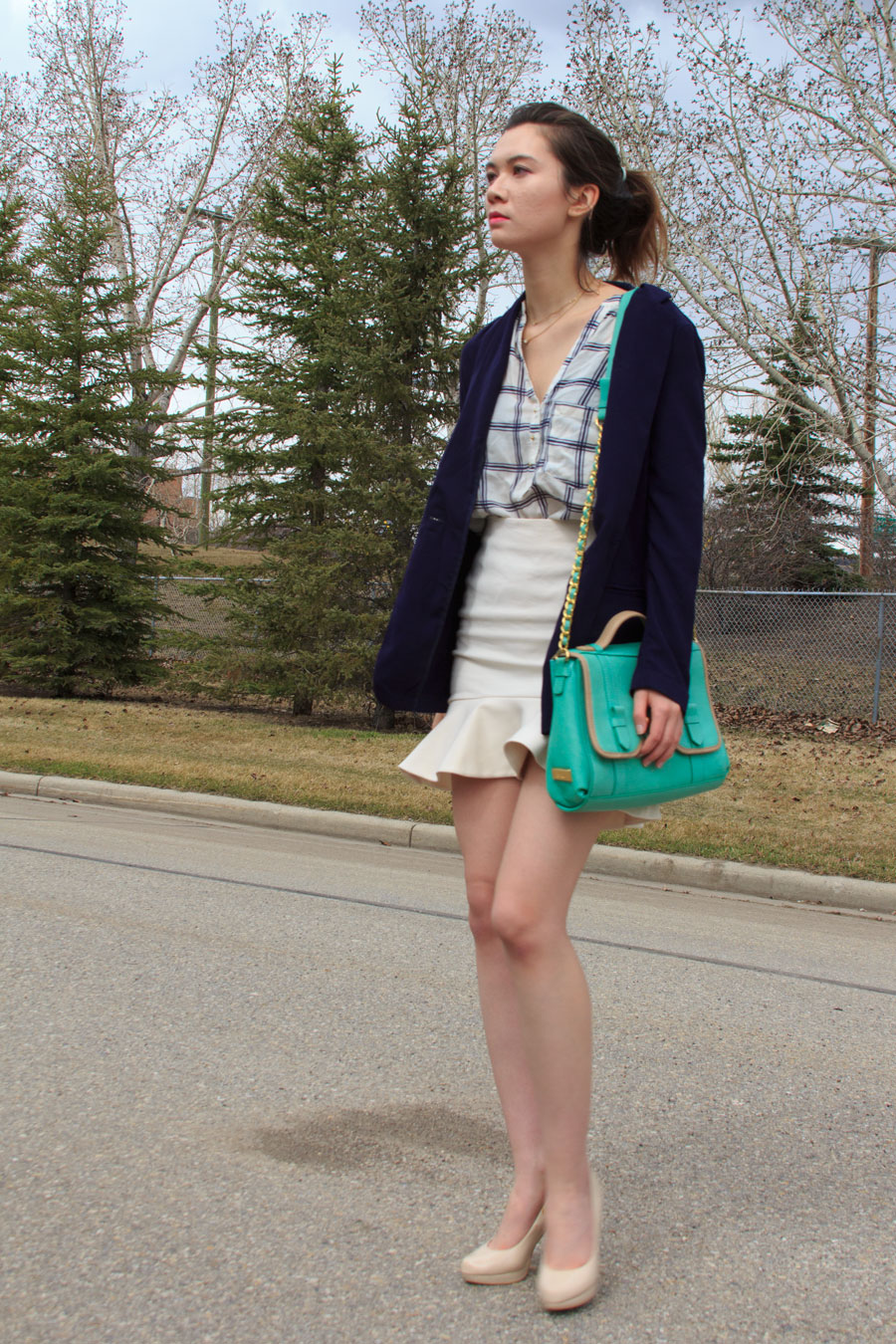 Dynamite, Zara, work wear, Spring Shoes, outfit, personal style, botkier, frilled skirt, peplum