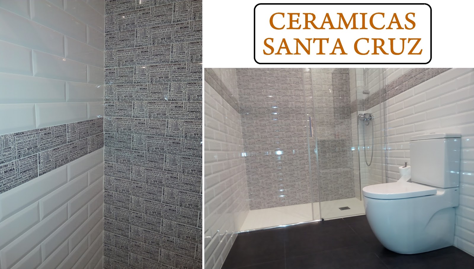 CERAMICAS SANTA CRUZ: Cuarto de baño con azulejo biselado Metro en