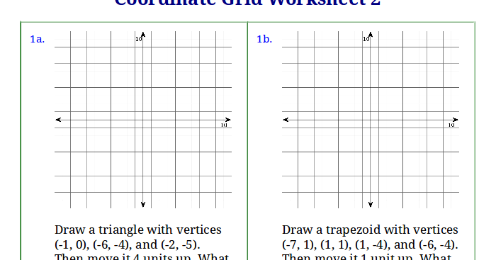 Worksheets for coordinate grid and volume