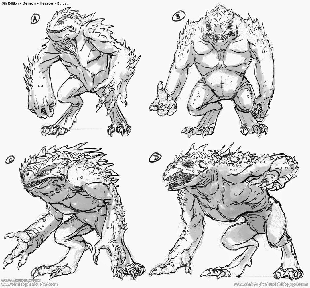 The DOODLES, DESIGNS, and aRT of CHRISTOPHER BURDETT: Dungeon & Dragons  Monster Manual - Hezrou Demon - Redesign