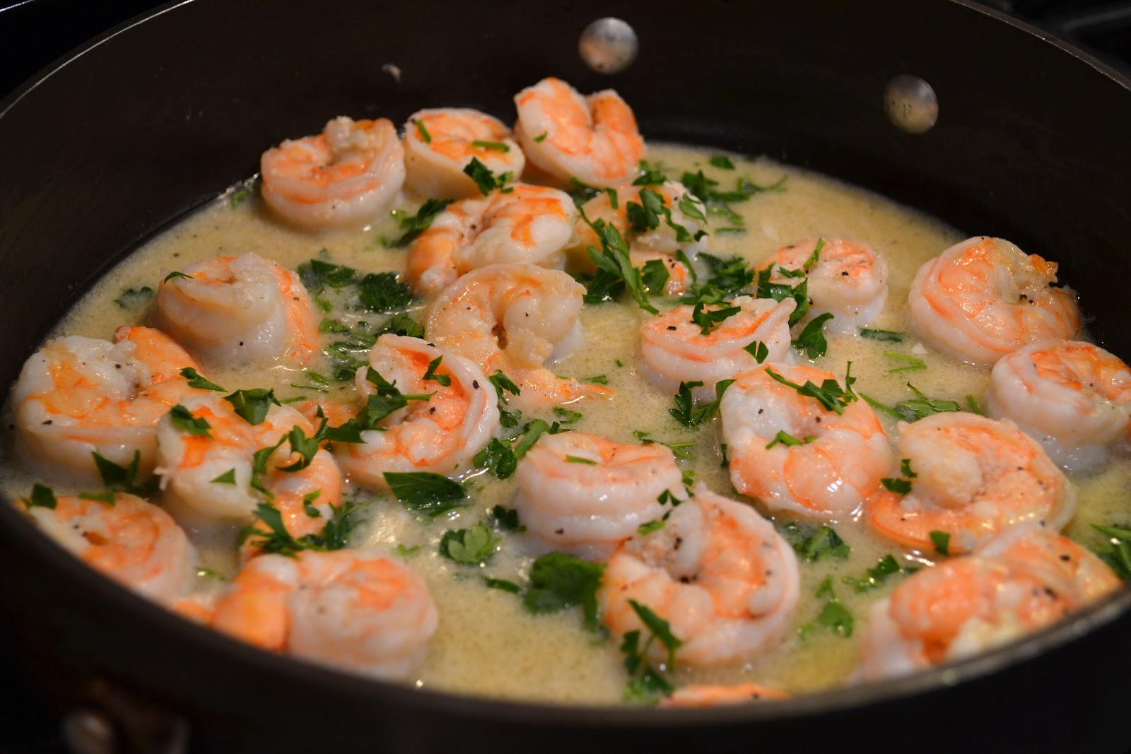 The No Pressure Cooker Shrimp Scampi Over Orzo