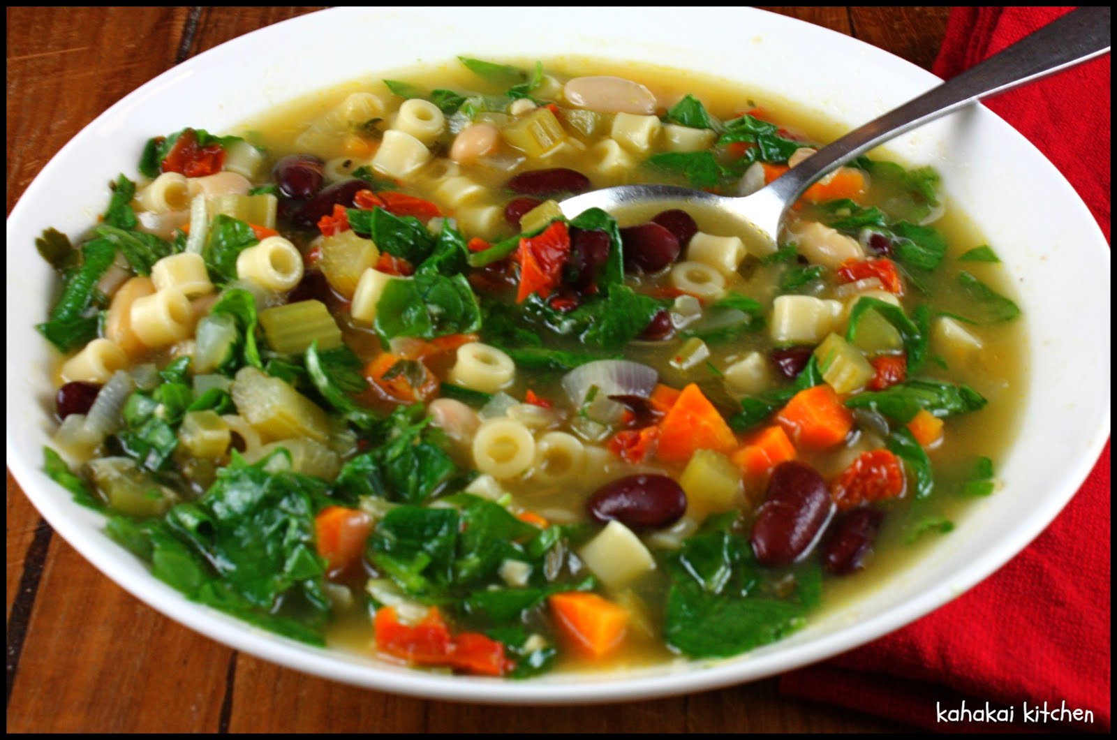 Kahakai Kitchen Herby Bean and Pasta Soup (Pasta e Fagioli) with