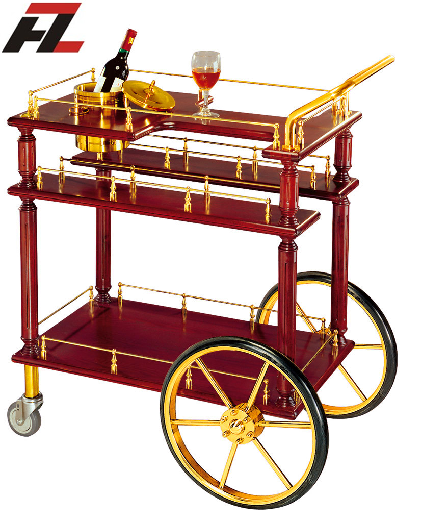 China hotel supplies manufacturer Four Wheels Bar Carts with Handle