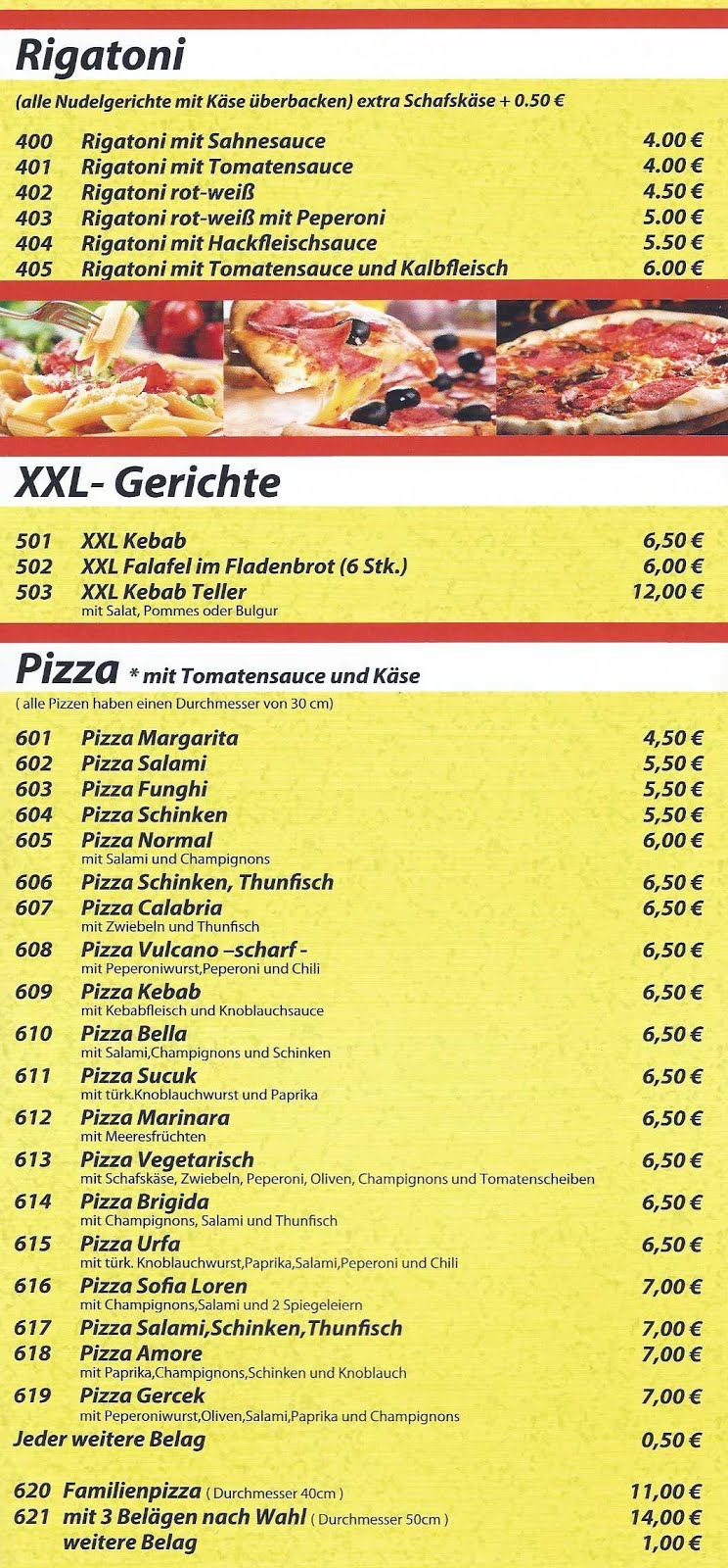 Rigatoni - XXL-Gerichte - Pizza